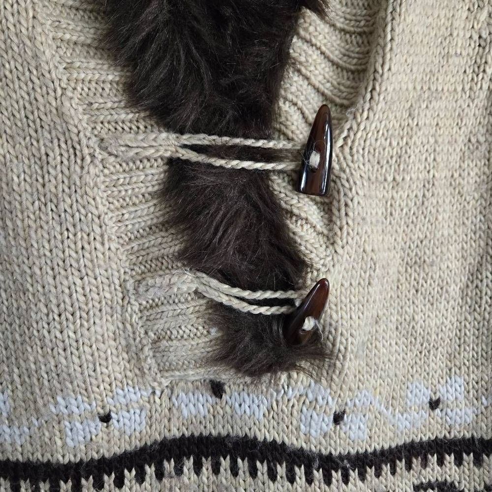 Kenji Handknit Wool Blend Hooded Fur Sweater Womens SZ L - Picture 2 of 7